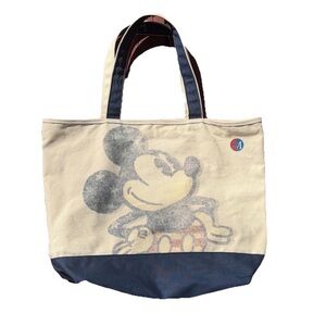 Canvas Mickey Mouse Tote Bag in Cream & Navy